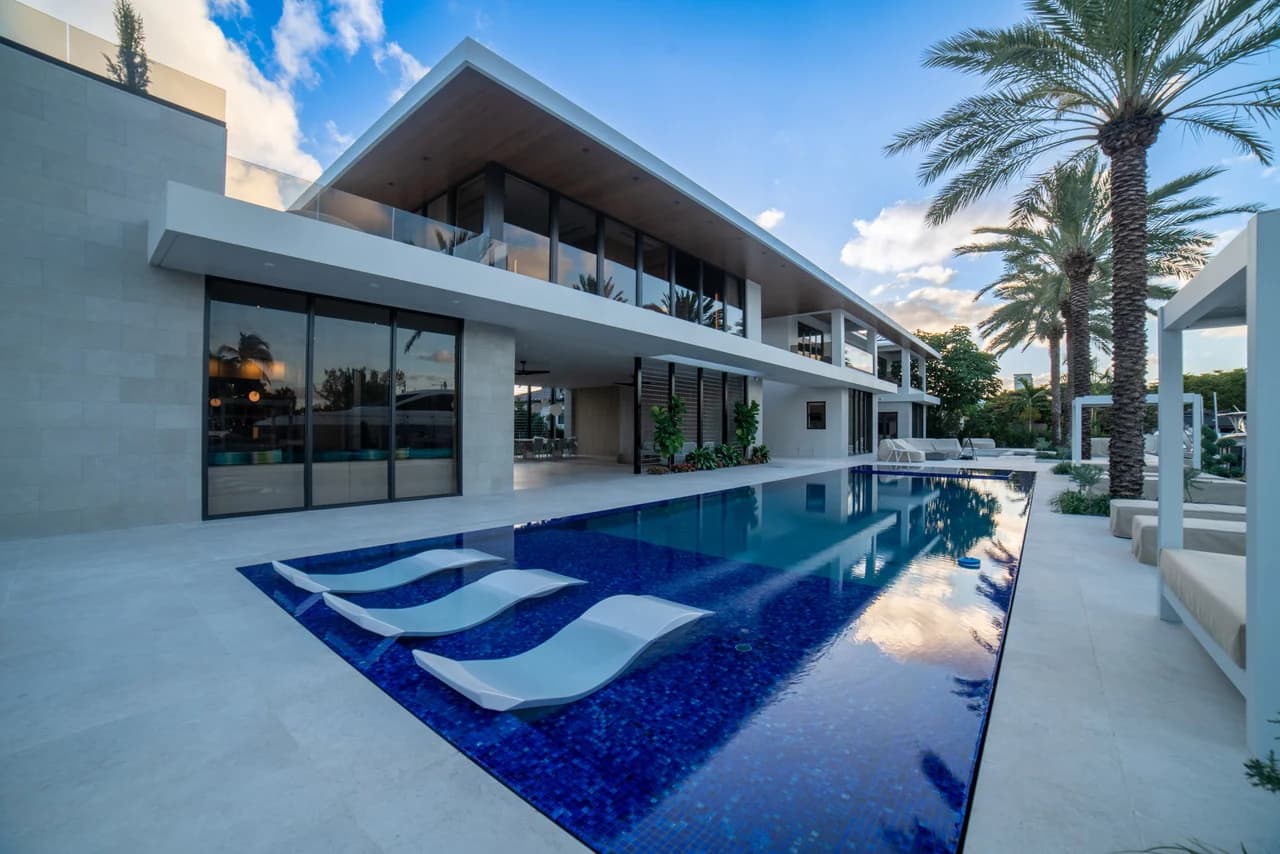 Poolside view of the Cabana at 490 Holiday Drive